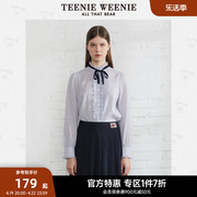 teenieweenie小熊奥莱木耳边通勤风，衬衫女设计感衬衣甜美气质女装