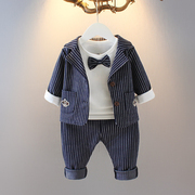 男宝宝三件套韩版婴儿童洋气西服，男童秋季套装春秋，小童0一1-2-3岁