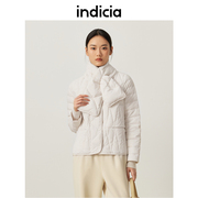 indicia短款羽绒服女米白色外套，白鸭绒(白鸭绒)轻薄2023秋冬时尚标记女装
