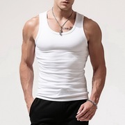 纯棉男士背心运动健身白色，紧身无袖跨栏青年全棉内穿打底汗衫夏季