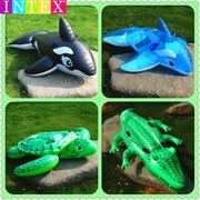 大型动物游泳圈鲨鱼蓝海豚黑鲸鱼大海龟玩具儿童，成人水上充气坐骑