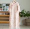 18482中国风立领盘扣，改良旗袍裙子双层气质，显瘦天丝麻中袖连衣裙