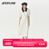 jessyline夏季女装杰茜莱米色收腰显瘦连衣裙323211485