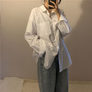 白色衬衫女秋季韩版学生宽松长袖衬衣港风复古设计感百搭上衣