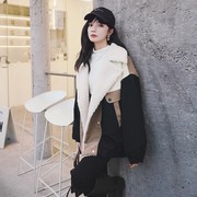 派克服女小个子2023年韩版宽松棉服oversize潮拼接羊羔，毛冬季(毛冬季)外套