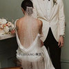 白色长款仿珍珠带发梳可遮面拖地头纱婚纱礼服拍照拖尾长新娘头纱