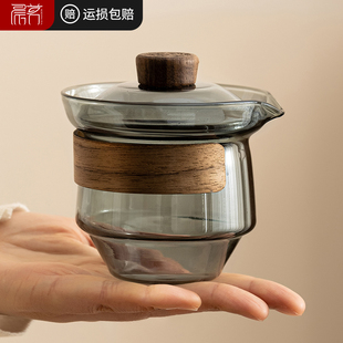 玻璃盖碗茶杯小号单个高档不烫手手抓壶一人功夫，茶具泡茶壶泡茶杯