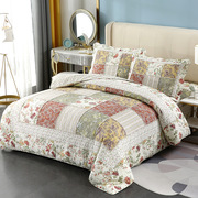美式双面纯棉奢华绗缝被四件套韩国高档床盖四季通用全棉床罩被套