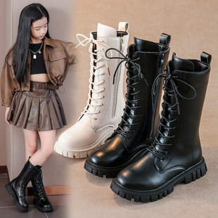 女童靴子冬季2023韩版英伦风儿童，马丁靴小女孩高筒靴公主长靴