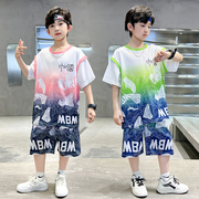男童夏装中国风篮球服套装夏天中大儿童运动渐变速干短袖两件套潮