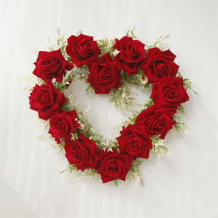 仿真花大红玫瑰爱心花环婚礼婚庆结婚求婚布置纪念日心形装饰花