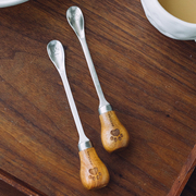 树可咖啡勺搅拌棒可立长柄勺子迷你精致勺蜂蜜果酱甜品不锈钢小勺