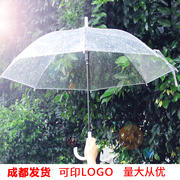 透明伞一次性伞塑料儿童长柄婚礼白色结婚一次性雨伞透明雨伞定制
