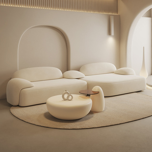 纳威侘寂奶油风布艺沙发，组合现代客厅，家用极简轻奢创意直排沙发