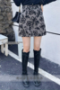 定制DI-SUI女装2023秋冬欧洲站21616植绒花朵气质高腰半身裙短裙