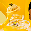 布丁狗玻璃杯蜂罐带盖奶茶杯创意卡通可爱耐热早餐杯牛奶杯水杯子