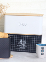 北欧竹盖面包箱简约铁盒，储物盒桌面化妆品收纳箱创意吐司收纳盒