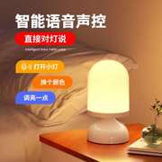 智能声控小夜灯人工语音口令控制变色充电感应灯卧室床头台灯