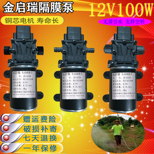 12V100W自吸泵增压抽水增压微型隔膜泵农用喷雾器直流高压洗车泵
