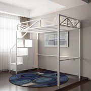 小户型高低床省空间高架床多功能上床下空铁艺上铺床铁架床单上层