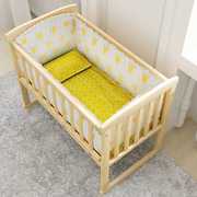 高档多功能婴儿床实木免漆儿童床，带护栏宝宝床小摇床可变书桌