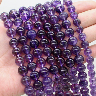 天然紫色水晶圆珠紫水晶散珠 手工DIY串珠配饰材料