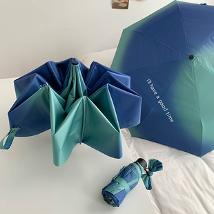 rosy定制渐变ins博主同款太阳伞防紫外线小巧晴雨伞两用加厚黑胶