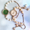 聚利时手表女夏季气质珍珠手链表小众轻奢高级感女士石英小绿表