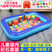 彩石沙儿童沙池室内玩具池决明子，沙池套装充气沙滩池宝宝家用围栏