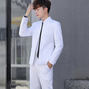 礼服中山装男士西服创意款修身韩版男式婚礼一件男套装2024