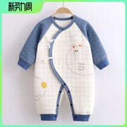 森系韩系婴儿连体衣秋冬纯棉，保暖夹棉和尚，爬服新生儿衣服.’