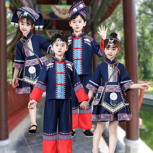 民族服装儿童壮族，三月三舞蹈演出服洛丽塔，侗族苗族哈尼族演出服