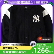 自营MLB学院风棒球服外套男女装运动服黑色宽松夹克上衣