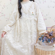 法式复古蕾丝连衣裙女春设计感小众气质，长袖两件套甜美蝴蝶结森系