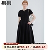 JIUJIU针织拼接黑色连衣裙女2024夏季法式高级感气质显瘦长裙