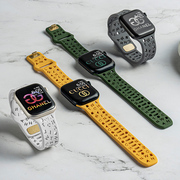 适用苹果手表镂空英文款硅胶表带个性创意