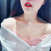 满钻大小珍珠开口项圈，女日韩网红短款项链个性，choker颈带锁骨链女