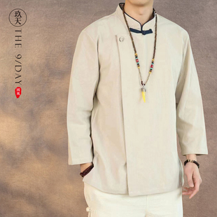 中国风春夏棉麻衬衣中式男装，亚麻盘扣衬衫汉服，道服道袍可定制团购