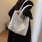 大包女超大容量亮面菱格防水布包单肩手提日韩时尚女包购物袋