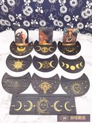 木制黑色塔罗牌支架展示架装饰工艺品摆件月亮太阳星星欧式雕刻