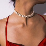 简约珍珠项链女欧美赫本个性设计锁骨链短款颈带网红ins简约颈链