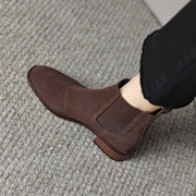 韩版女短靴磨砂牛皮，41-43大码秋冬靴切尔，西单靴圆头大号女靴