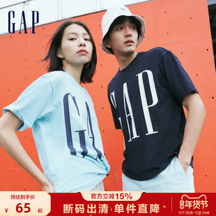 断码Gap男女夏季LOGO圆领宽松短袖T恤839897情侣运动上衣