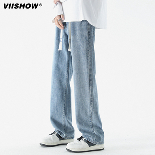 VISHOW牛仔裤男秋季潮牌百搭美式复古长裤子宽松直筒休闲长裤子