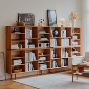 厂北欧实木落地书架日式风格矮书柜简约儿童收纳架展示架客厅置促