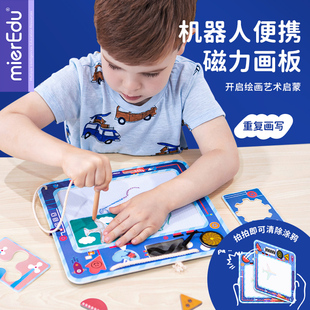 mieredu澳米优儿童磁性，画板幼儿玩具机器人，磁力可擦宝宝彩色画板