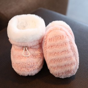 婴儿鞋冬季棉鞋加绒加厚软底保暖0一3月6宝宝防掉新生儿袜鞋冬款