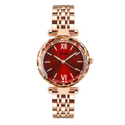  歌迪士手表红色ins风韩版休闲简约钢带石英女时尚国产腕表