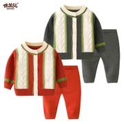 婴儿毛衣套装春秋婴幼儿线衣针织，开衫春装0-1岁3男女宝宝棉纱衣服