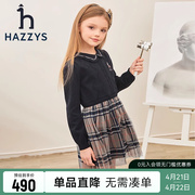 hazzys哈吉斯童装女童线衣2023春中大童甜美翻领裙式上衣